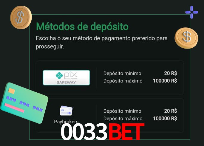 O cassino 0033Bet oferece uma grande variedade de métodos de pagamento